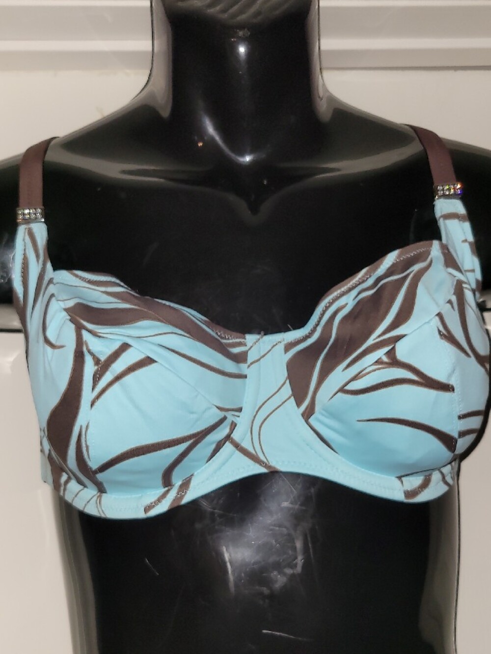 Fantasie Blue and Brown Underwire Swim Bikini Top - Picture 3 of 4